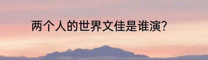 两个人的世界文佳是谁演？