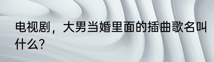 电视剧，大男当婚里面的插曲歌名叫什么？