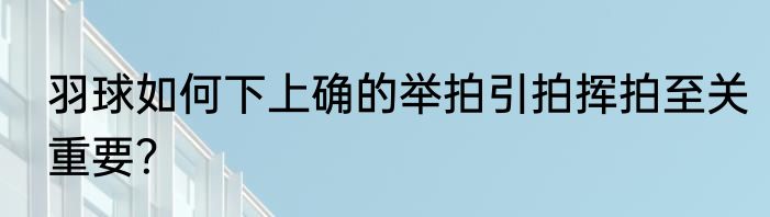 羽球如何下上确的举拍引拍挥拍至关重要？