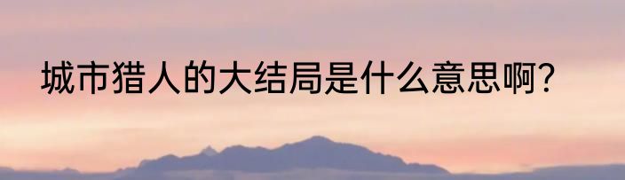 城市猎人的大结局是什么意思啊？