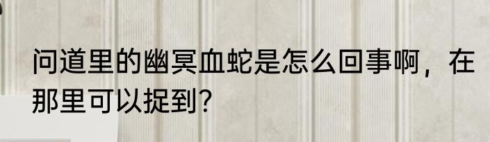 问道里的幽冥血蛇是怎么回事啊，在那里可以捉到？