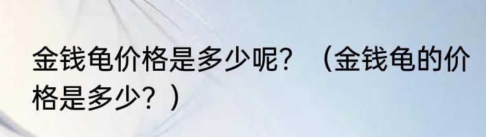 金钱龟价格是多少呢？（金钱龟的价格是多少？）