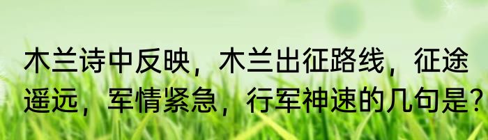 木兰诗中反映，木兰出征路线，征途遥远，军情紧急，行军神速的几句是？