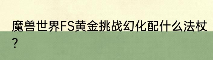 魔兽世界FS黄金挑战幻化配什么法杖？