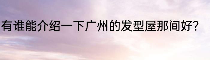 有谁能介绍一下广州的发型屋那间好？