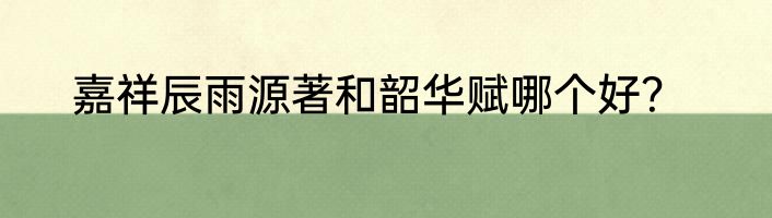 嘉祥辰雨源著和韶华赋哪个好？