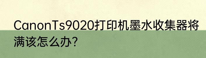 CanonTs9020打印机墨水收集器将满该怎么办？