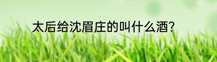 太后给沈眉庄的叫什么酒？