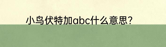 小鸟伏特加abc什么意思？