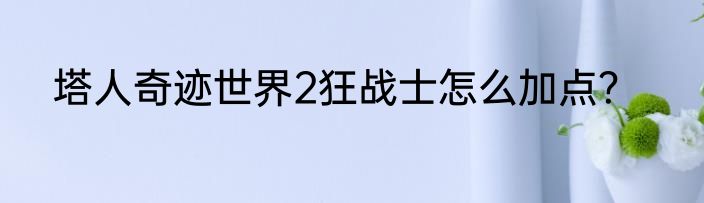 塔人奇迹世界2狂战士怎么加点？