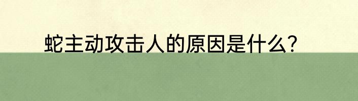 蛇主动攻击人的原因是什么？