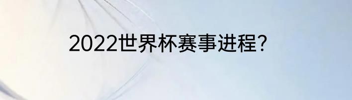 2022世界杯赛事进程？