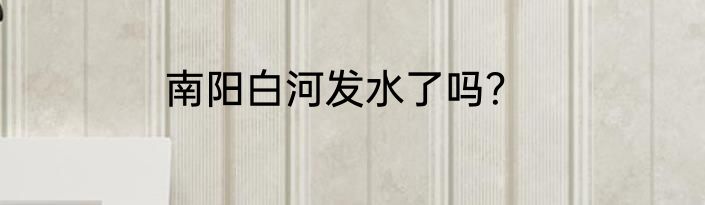 南阳白河发水了吗？