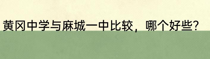 黄冈中学与麻城一中比较，哪个好些？