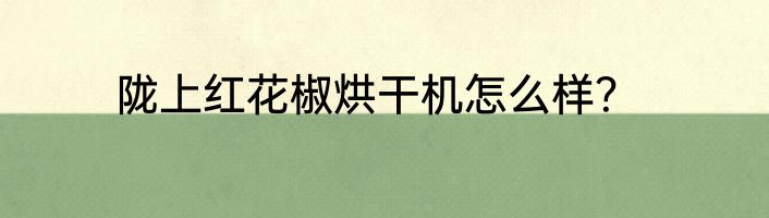 陇上红花椒烘干机怎么样？