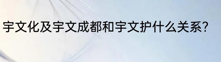 宇文化及宇文成都和宇文护什么关系？