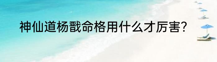 神仙道杨戬命格用什么才厉害？