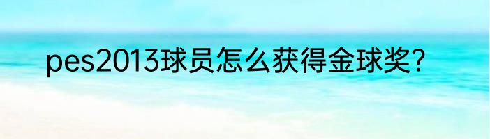 pes2013球员怎么获得金球奖？