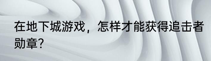 在地下城游戏，怎样才能获得追击者勋章？