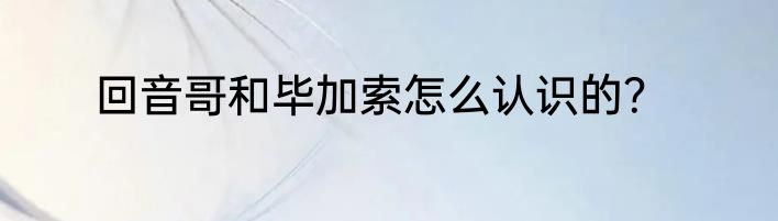 回音哥和毕加索怎么认识的？