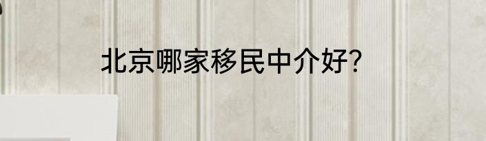 北京哪家移民中介好？
