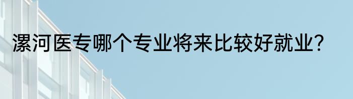 漯河医专哪个专业将来比较好就业？