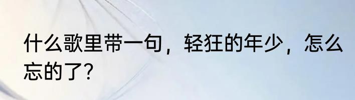 什么歌里带一句，轻狂的年少，怎么忘的了？