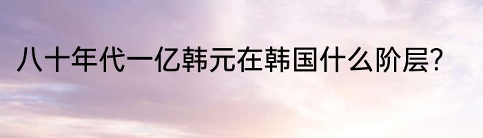 八十年代一亿韩元在韩国什么阶层？