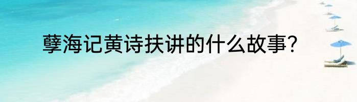 孽海记黄诗扶讲的什么故事？