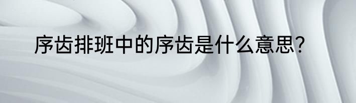 序齿排班中的序齿是什么意思？