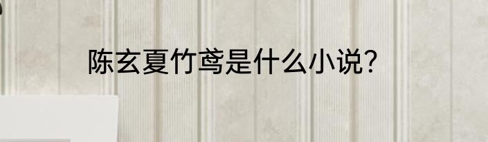 陈玄夏竹鸢是什么小说？