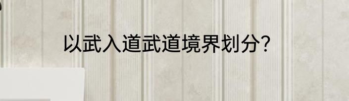 以武入道武道境界划分？