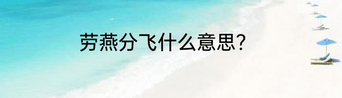 劳燕分飞什么意思？