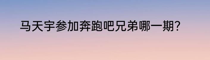 马天宇参加奔跑吧兄弟哪一期？