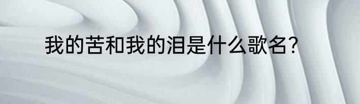 我的苦和我的泪是什么歌名？