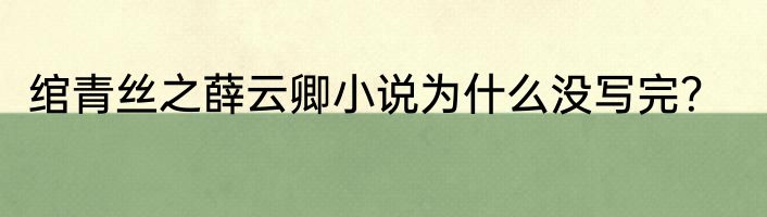 绾青丝之薛云卿小说为什么没写完？