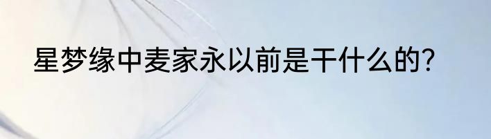 星梦缘中麦家永以前是干什么的？