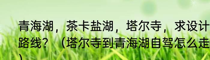 青海湖，茶卡盐湖，塔尔寺，求设计路线？（塔尔寺到青海湖自驾怎么走？）