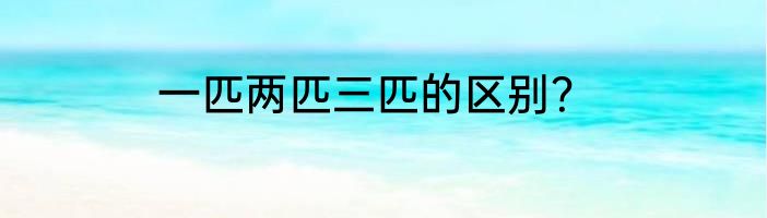 一匹两匹三匹的区别？