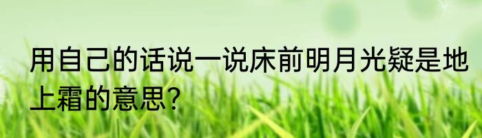 用自己的话说一说床前明月光疑是地上霜的意思？