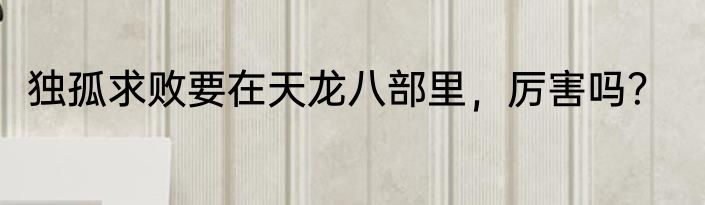 独孤求败要在天龙八部里，厉害吗？