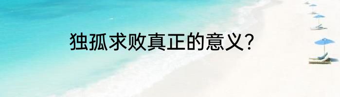 独孤求败真正的意义？