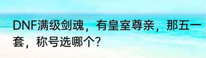 DNF满级剑魂，有皇室尊亲，那五一套，称号选哪个？