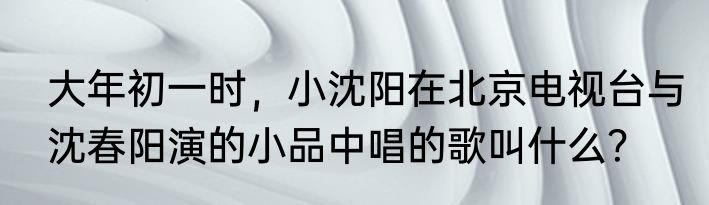 大年初一时，小沈阳在北京电视台与沈春阳演的小品中唱的歌叫什么？