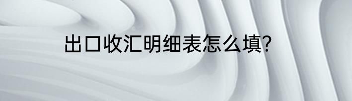 出口收汇明细表怎么填？