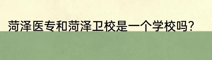 菏泽医专和菏泽卫校是一个学校吗？