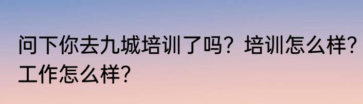 问下你去九城培训了吗？培训怎么样？工作怎么样？