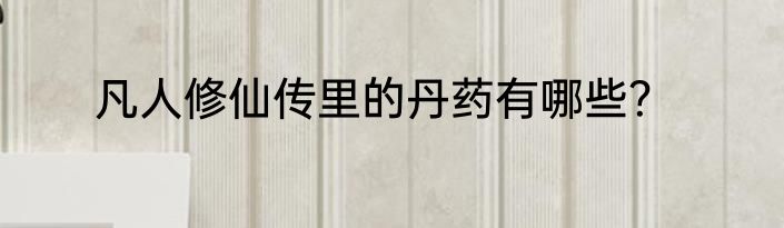 凡人修仙传里的丹药有哪些？