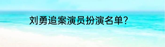 刘勇追案演员扮演名单？