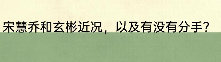 宋慧乔和玄彬近况，以及有没有分手？